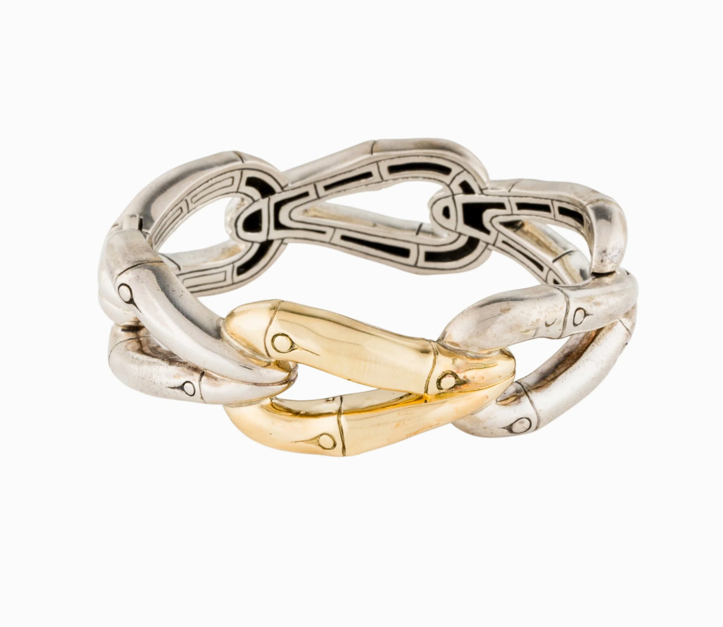 John Hardy Sterling Silver 18K Link Bracelet from the Bamboo Collection