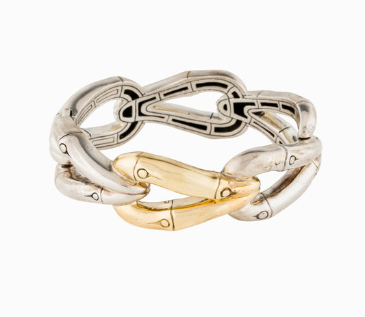 John Hardy Sterling Silver 18K Link Bracelet from the Bamboo Collection