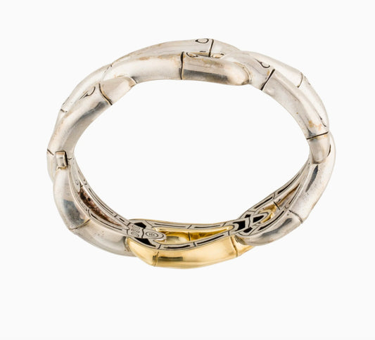 John Hardy Sterling Silver 18K Link Bracelet from the Bamboo Collection