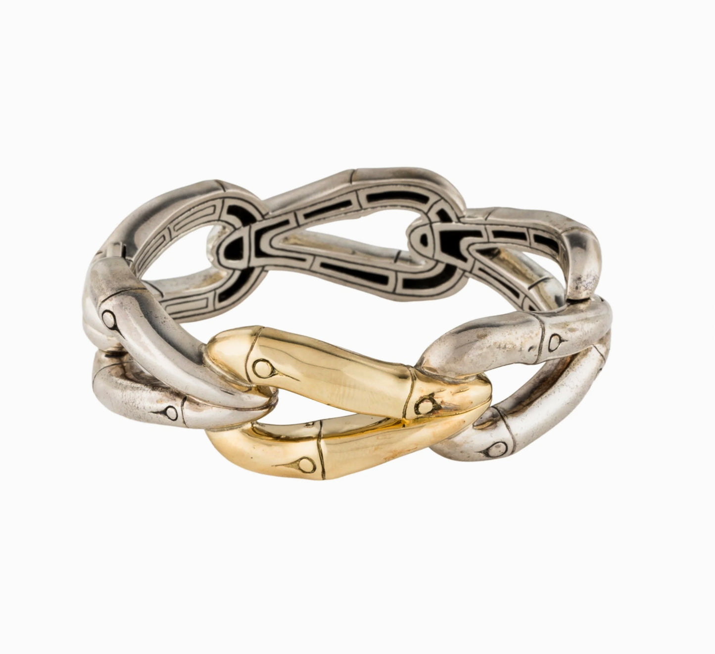 John Hardy Sterling Silver 18K Link Bracelet from the Bamboo Collection