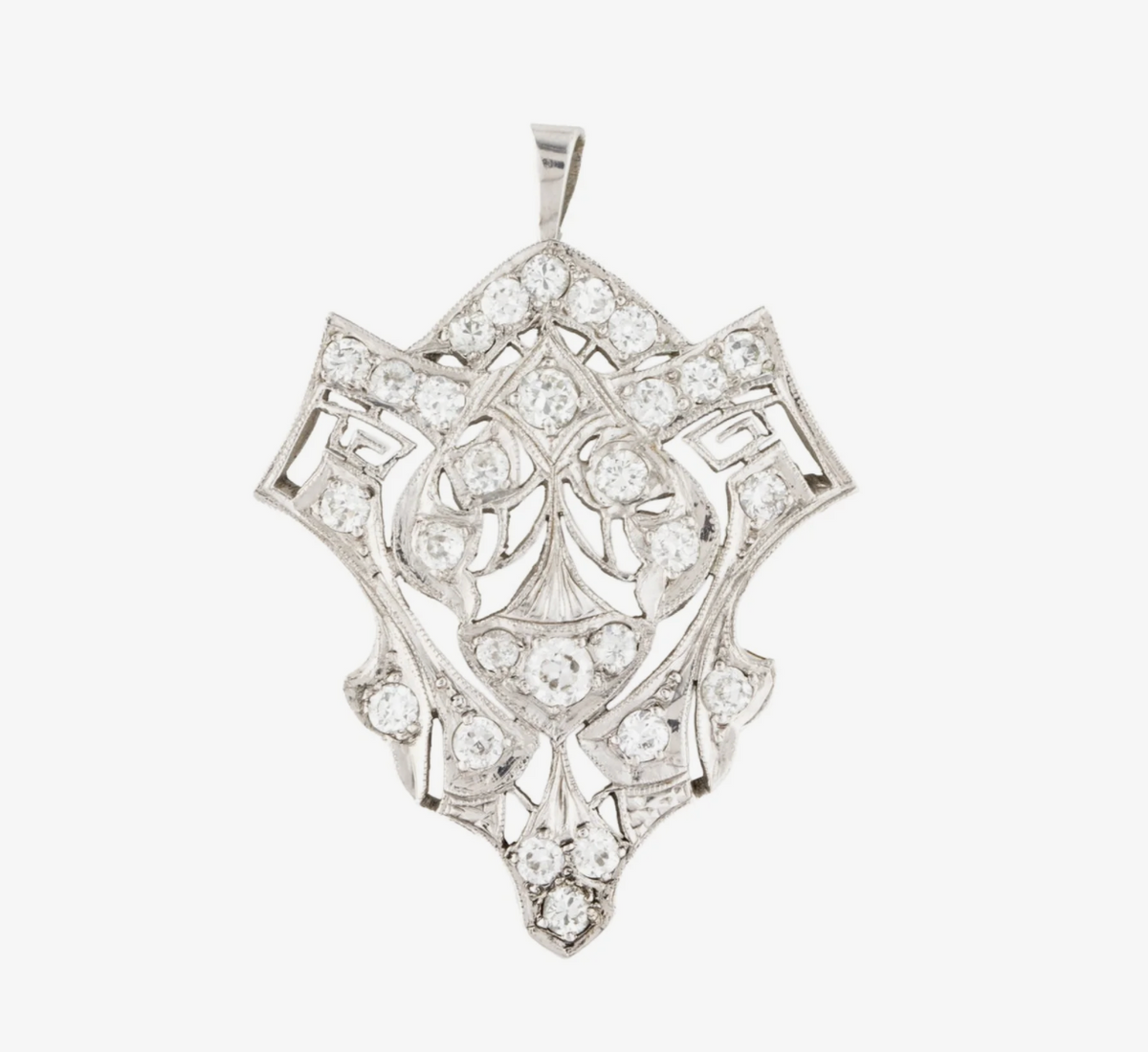 18K White Gold Georgian Diamond Pendant, 14K Chain - Premium  from All The Best Vintage - Just $3295! Shop now at All The Best Vintage