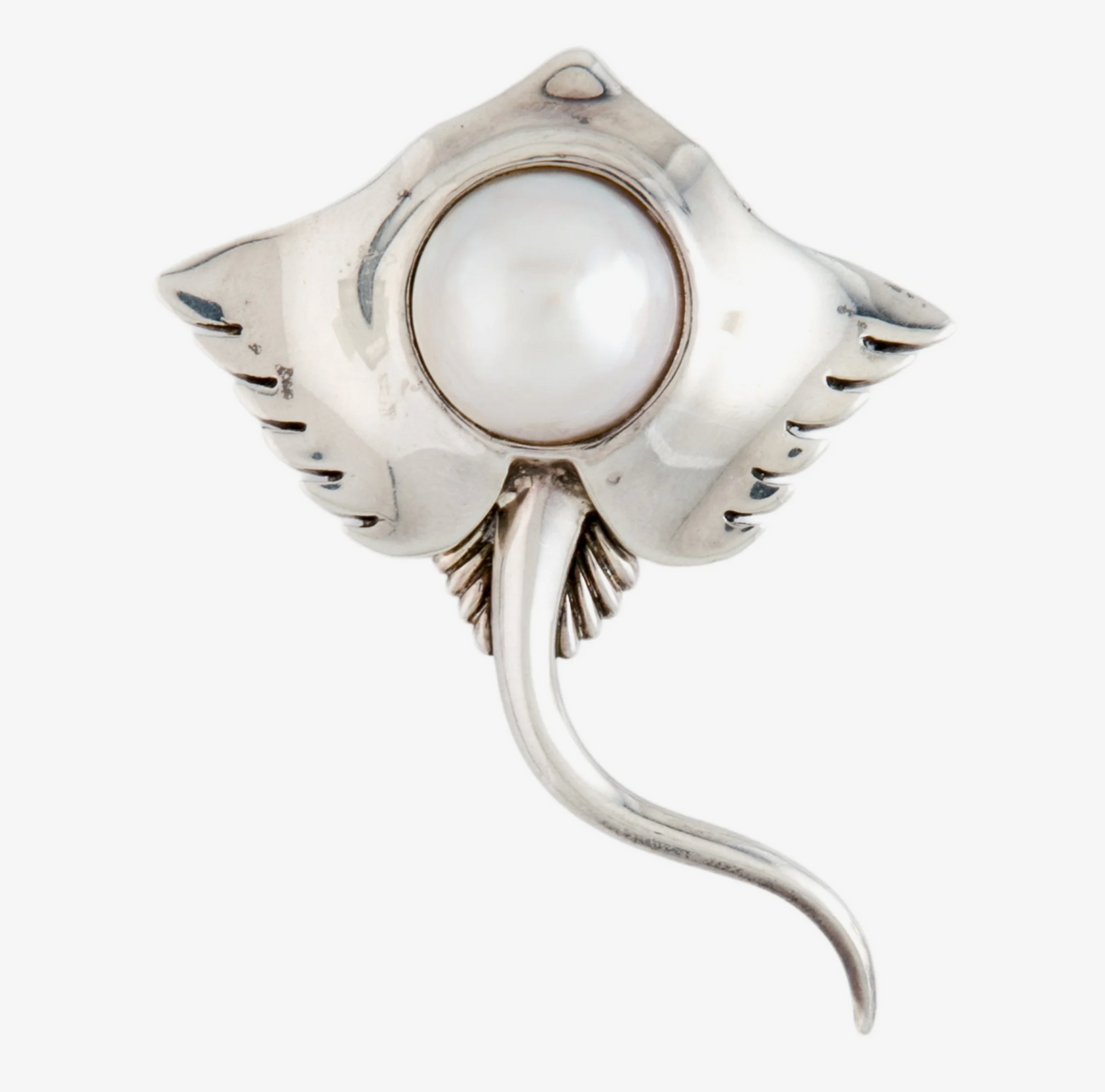 Tiffany Vintage Sterling Stingray Brooch Pin with Large Pearl - Premium Brooch from All The Best Vintage - Just $1495! Shop now at All The Best Vintage