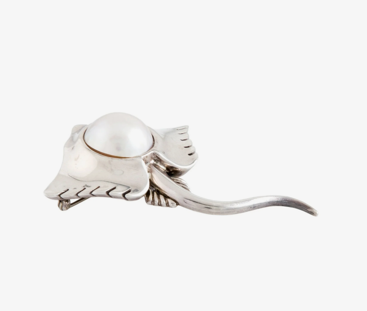 Tiffany Vintage Sterling Stingray Brooch Pin with Large Pearl - Premium Brooch from All The Best Vintage - Just $1495! Shop now at All The Best Vintage
