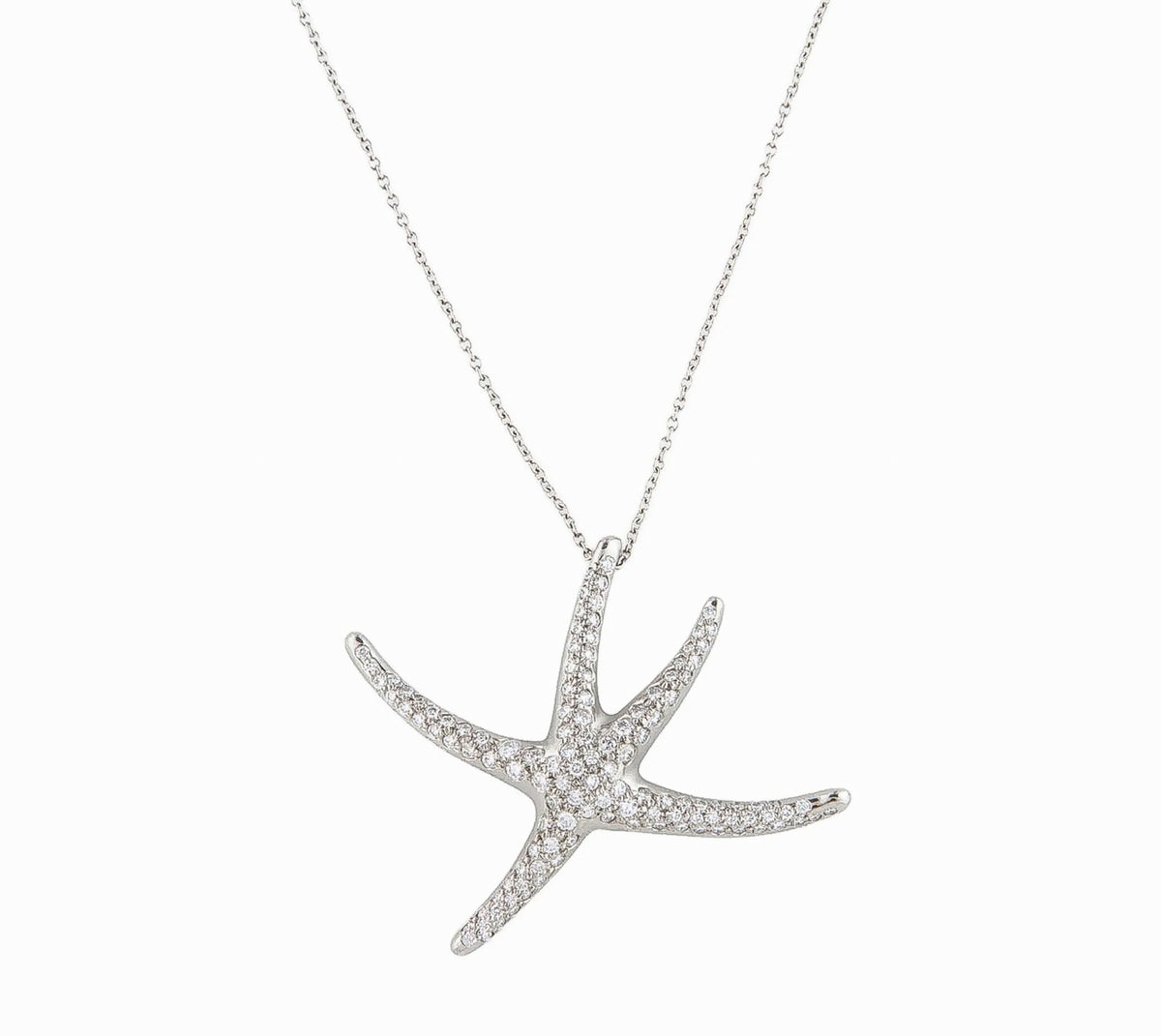 Rare Tiffany & Co. Elsa Peretti Vintage 1986 Platinum & Diamond Starfish Pendant Necklace - Premium Necklace from All The Best Vintage - Just $9245! Shop now at All The Best Vintage