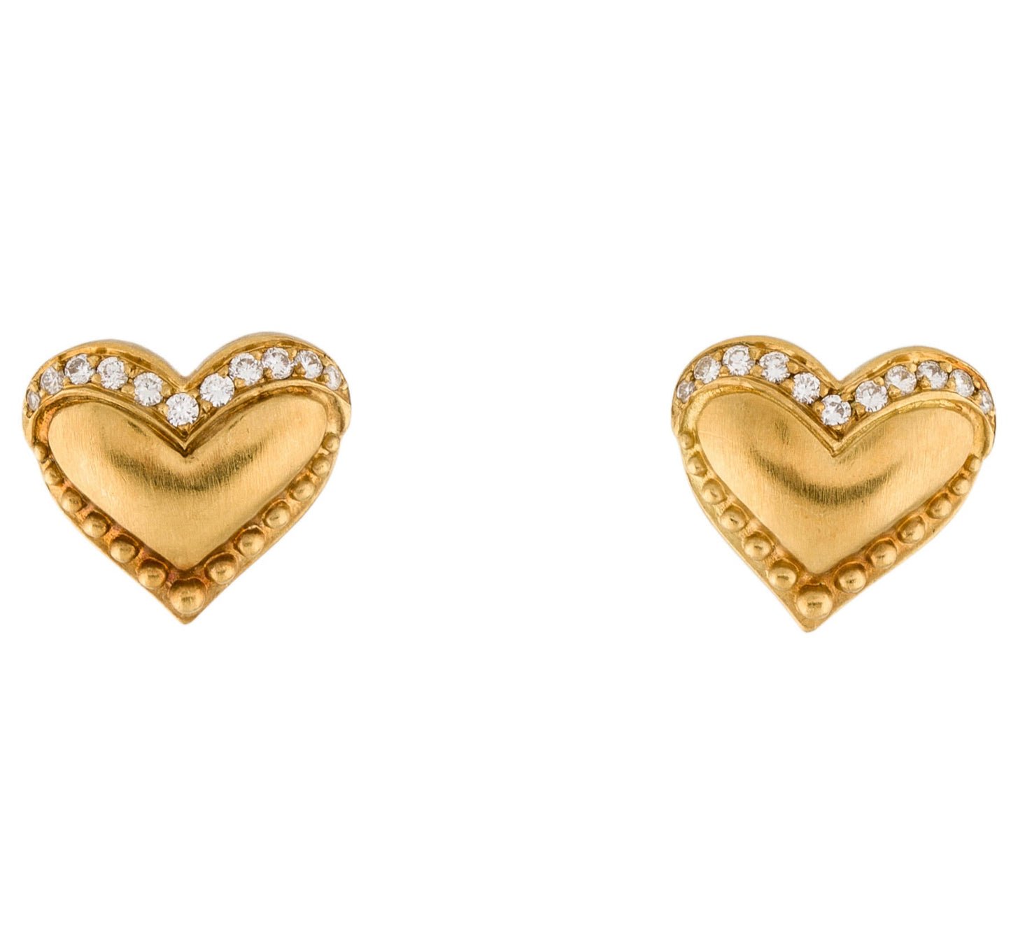 Vintage 18K Gold Heart and Diamond Earrings - Premium  from All The Best Vintage - Just $1595! Shop now at All The Best Vintage
