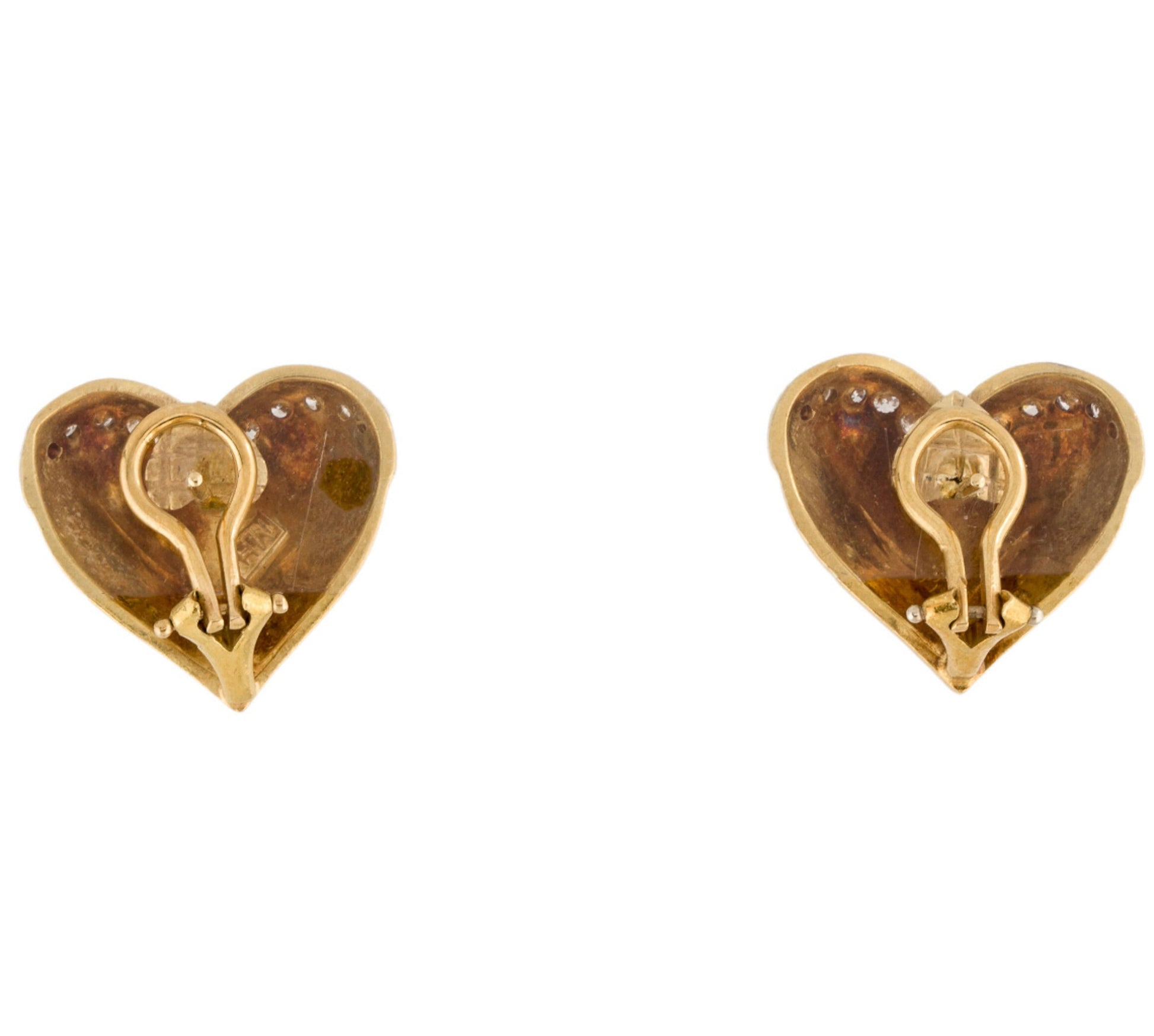 Vintage 18K Gold Heart and Diamond Earrings - Premium  from All The Best Vintage - Just $1595! Shop now at All The Best Vintage