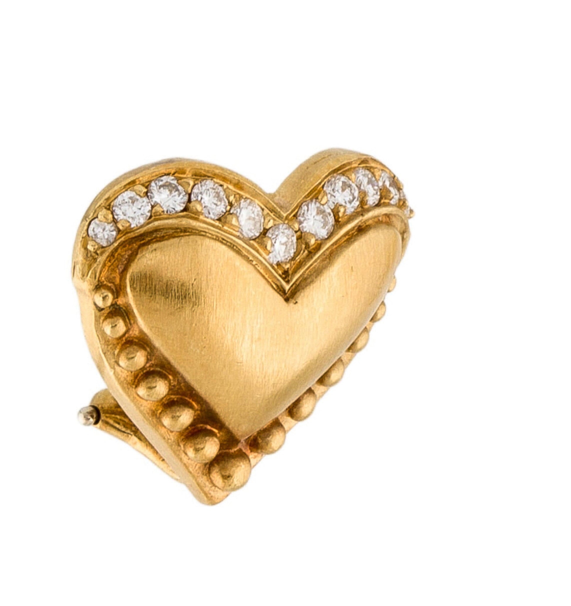 Vintage 18K Gold Heart and Diamond Earrings - Premium  from All The Best Vintage - Just $1595! Shop now at All The Best Vintage