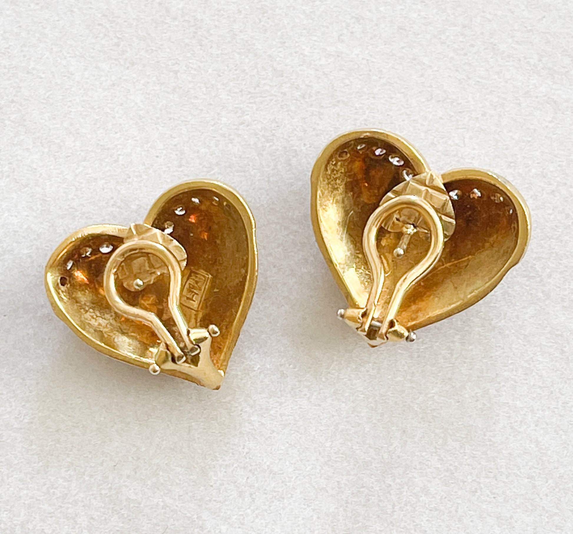 Vintage 18K Gold Heart and Diamond Earrings - Premium  from All The Best Vintage - Just $1595! Shop now at All The Best Vintage