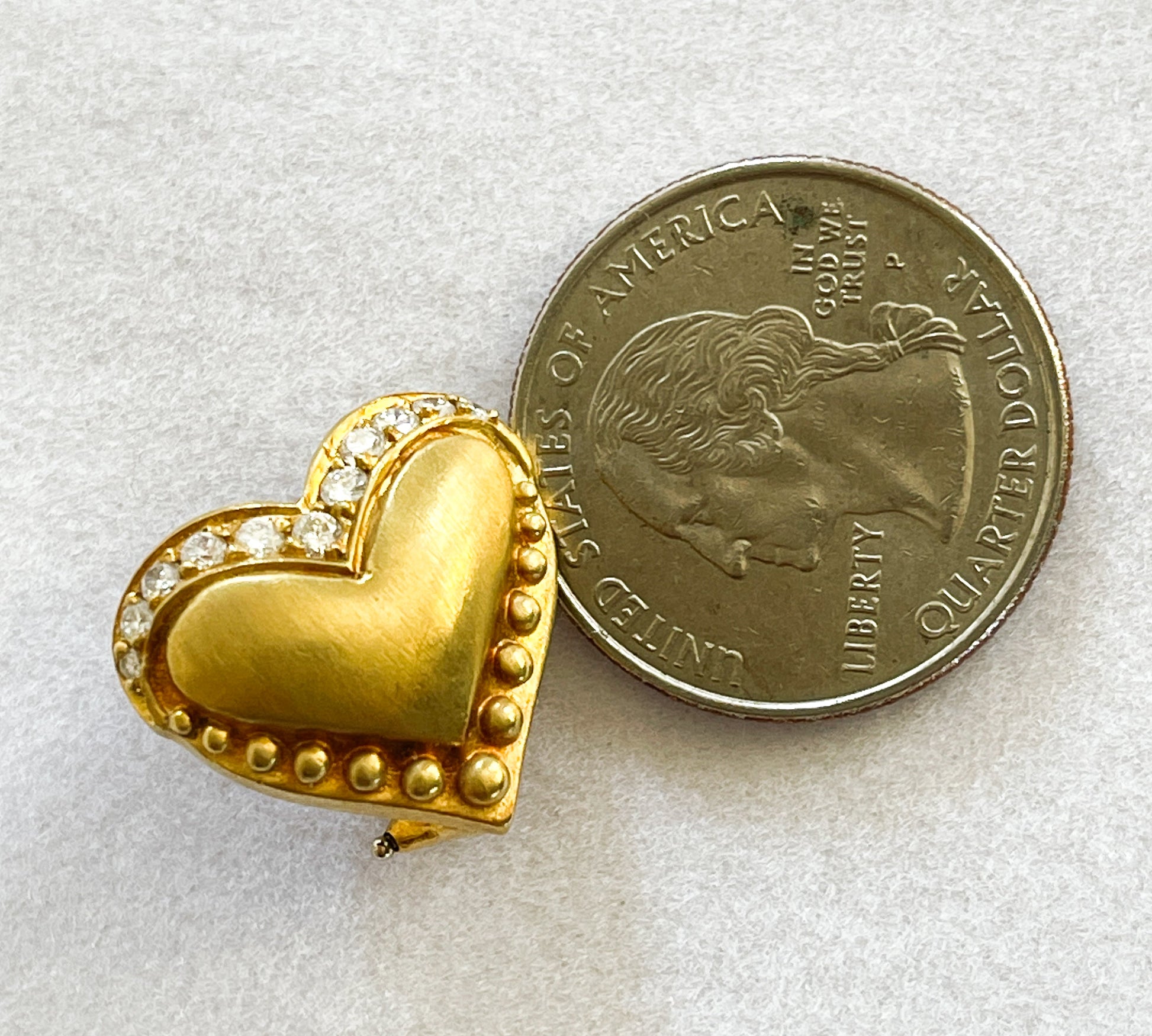 Vintage 18K Gold Heart and Diamond Earrings - Premium  from All The Best Vintage - Just $1595! Shop now at All The Best Vintage