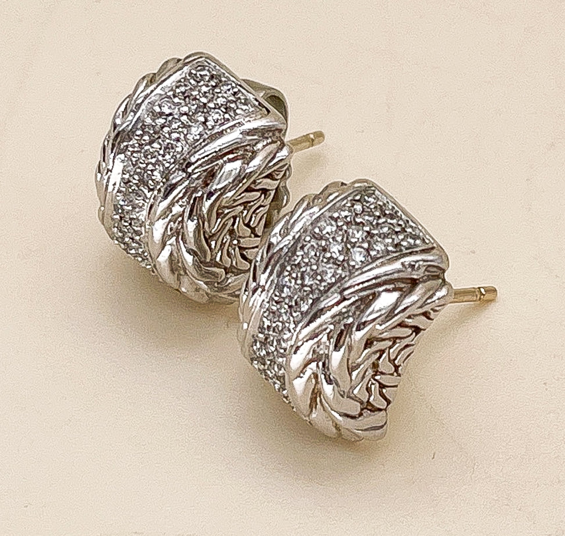 John Hardy Sterling, 18K Gold, Diamond Earrings - Premium  from All The Best Vintage - Just $795! Shop now at All The Best Vintage