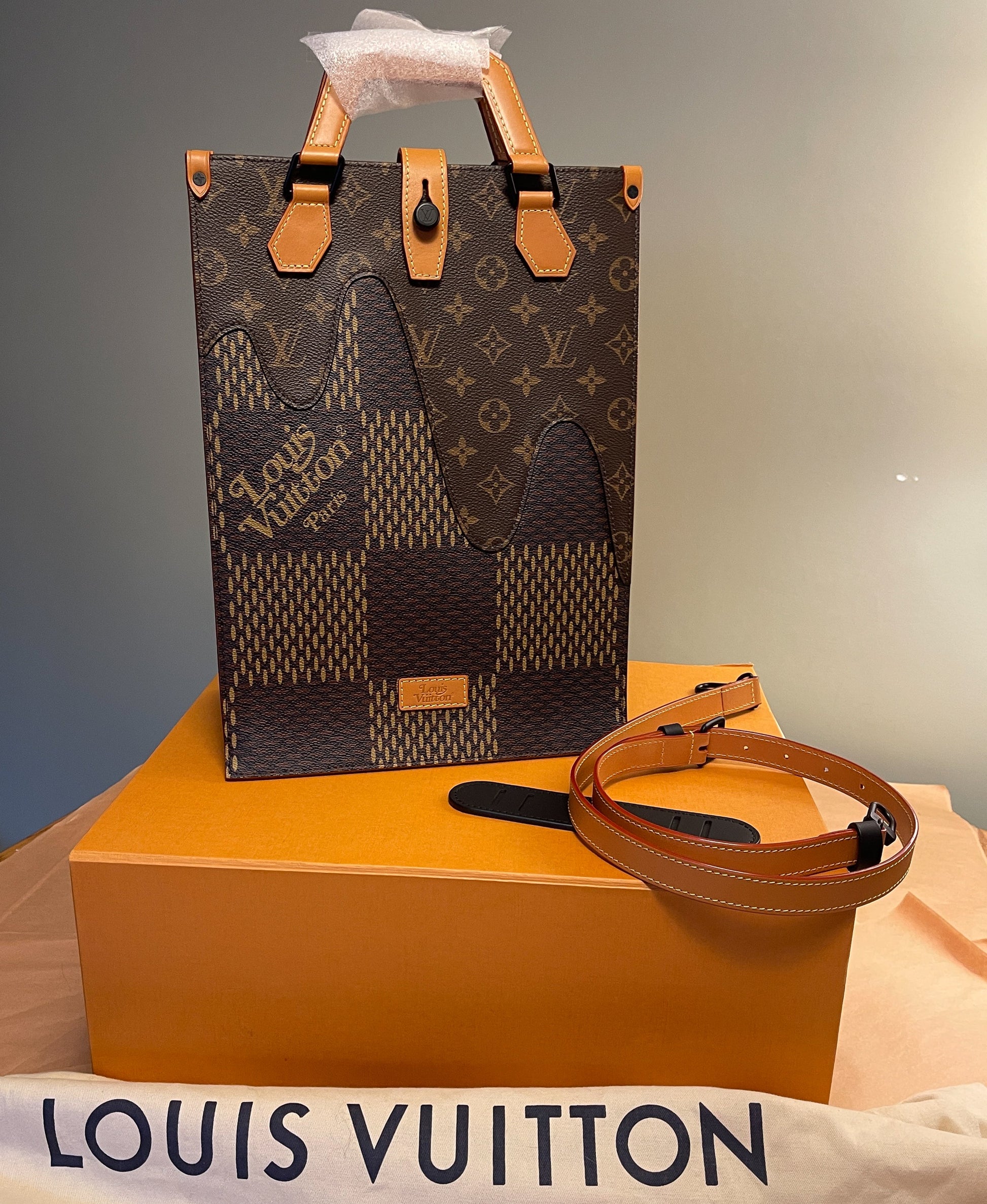Louis Vuitton x Nigo Tote Damier Ebene Giant Mini Brown in Coated