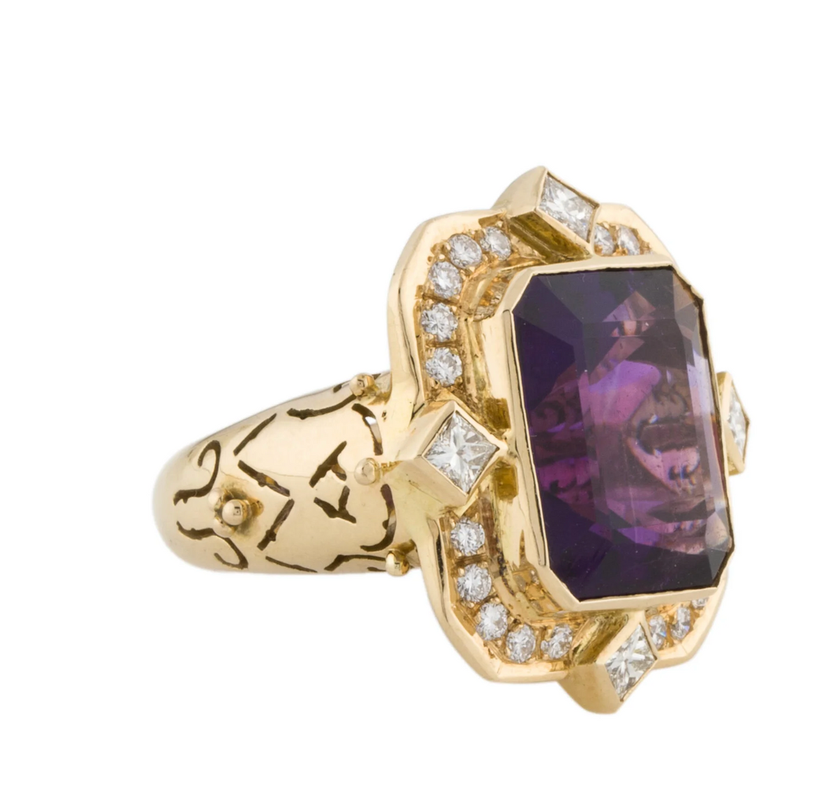 Paula Crevoshay Amethyst and Diamond 18K Ring - Stunning - Premium  from All The Best Vintage - Just $9500! Shop now at All The Best Vintage