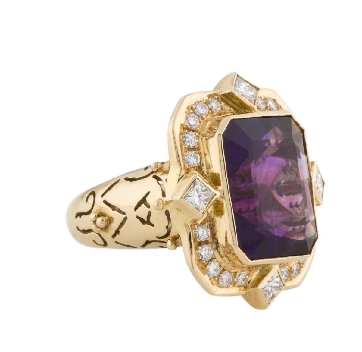 Paula Crevoshay Amethyst and Diamond 18K Ring - Stunning - Premium  from All The Best Vintage - Just $9500! Shop now at All The Best Vintage