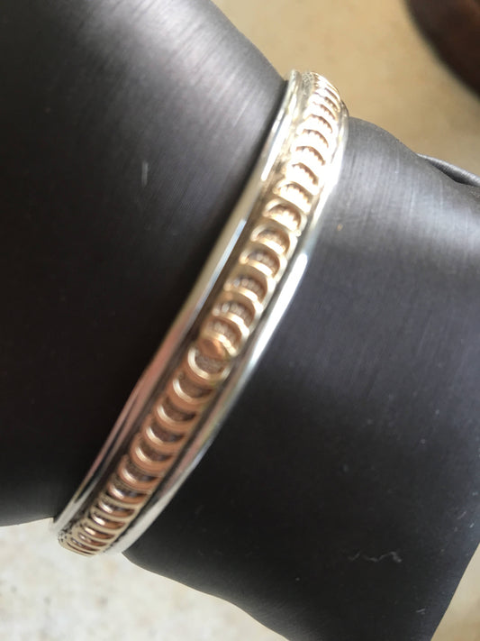 Navajo Victor Hicks Sterling and 14K Cuff Bracelet - Excellent Vintage Condition - Premium from All The Best Vintage - Just $225! Shop now at All The Best Vintage