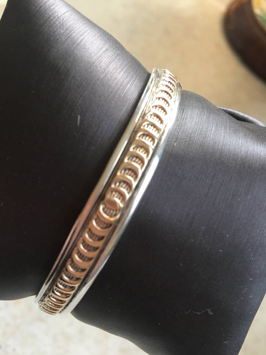 Navajo Victor Hicks Sterling and 14K Cuff Bracelet - Excellent Vintage Condition - Premium  from All The Best Vintage - Just $225! Shop now at All The Best Vintage