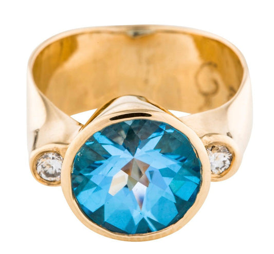 Vintage OOAK Artisan Blue Topaz Ring - Premium  from All The Best Vintage - Just $995! Shop now at All The Best Vintage