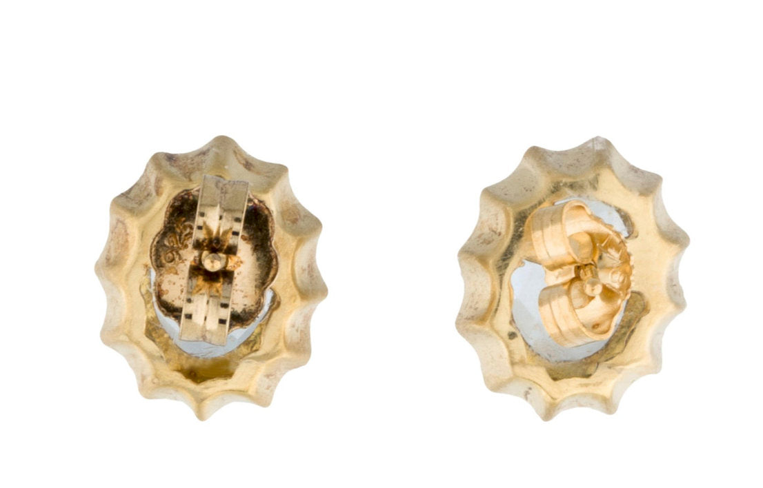 Aquamarine 18K Gold Scalloped Stud Earrings - Premium  from All The Best Vintage - Just $495! Shop now at All The Best Vintage