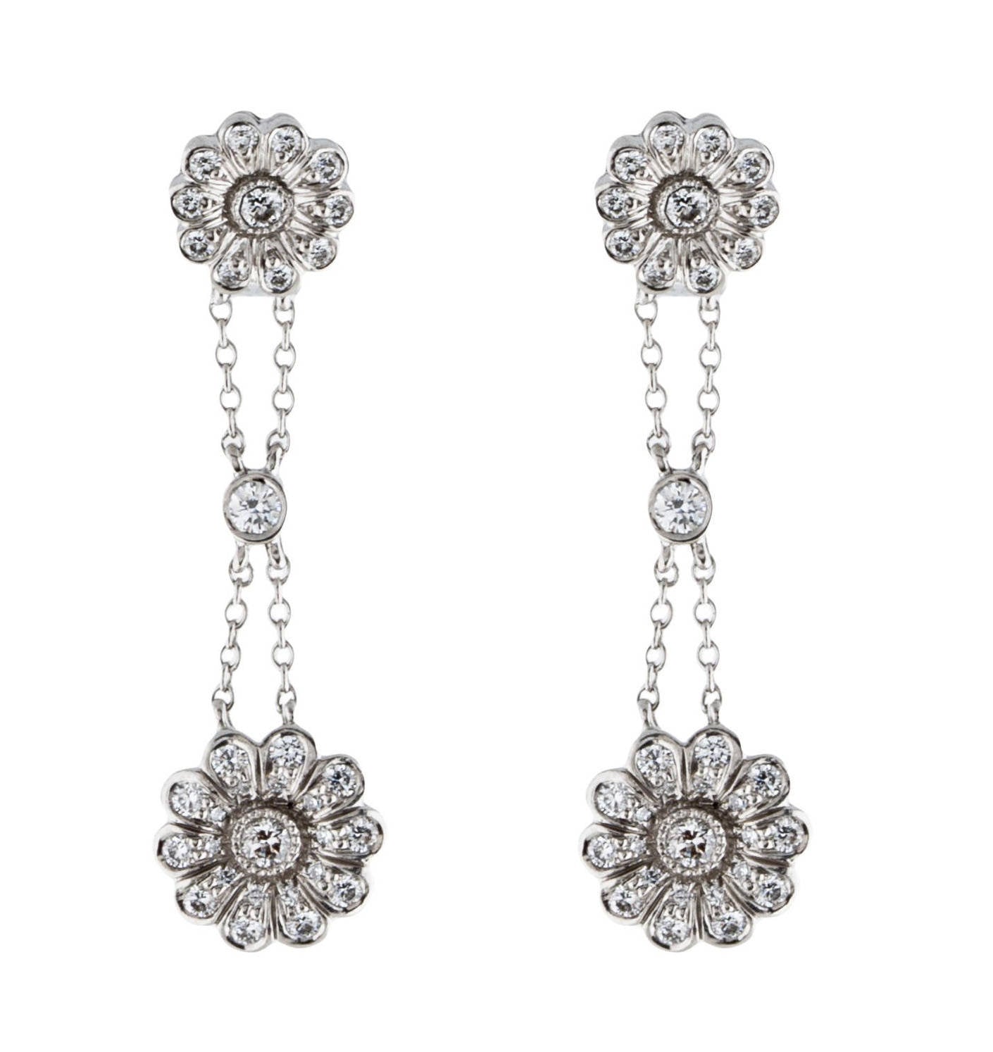 Vintage Tiffany & Co Platinum and Diamond Rose Collection Earrings - Premium  from All The Best Vintage - Just $3995! Shop now at All The Best Vintage