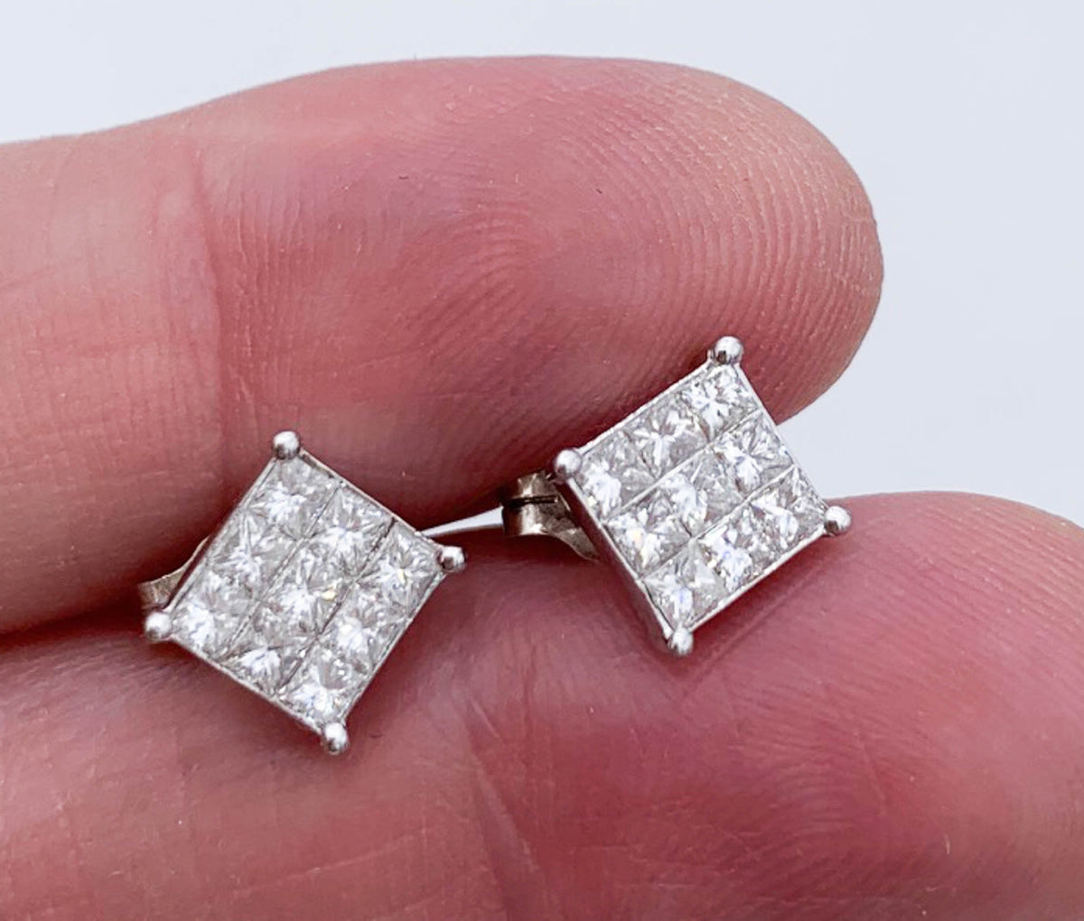Diamond Stud Earrings tow 1.44 - Great Square Design - Premium  from All The Best Vintage - Just $1295! Shop now at All The Best Vintage