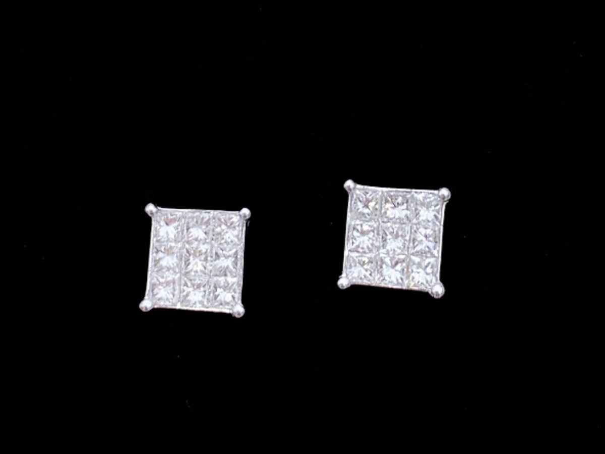 Diamond Stud Earrings tow 1.44 - Great Square Design - Premium  from All The Best Vintage - Just $1295! Shop now at All The Best Vintage
