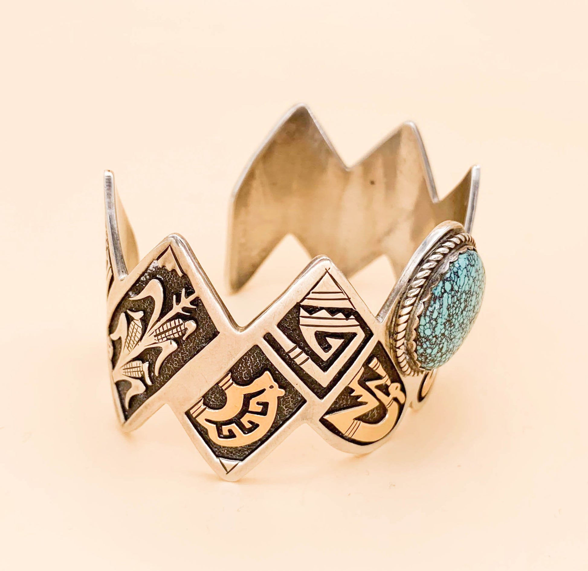 Vintage Leal Damon Sterling 14K and Turquoise Cuff - Superb - Premium  from All The Best Vintage - Just $895! Shop now at All The Best Vintage