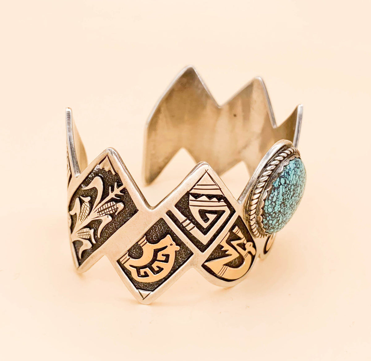 Vintage Leal Damon Sterling 14K and Turquoise Cuff - Superb - Premium  from All The Best Vintage - Just $895! Shop now at All The Best Vintage