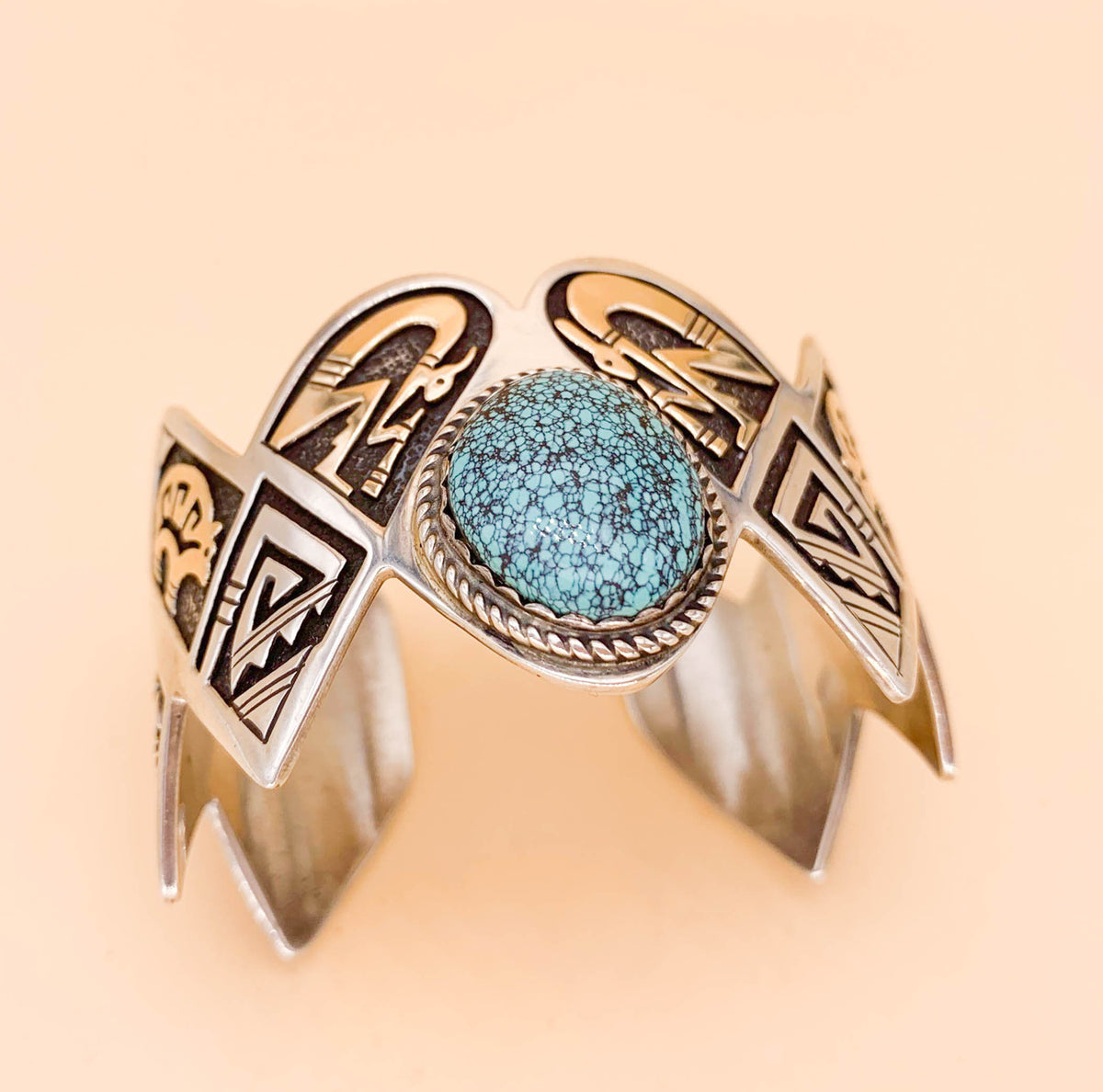 Vintage Leal Damon Sterling 14K and Turquoise Cuff - Superb - Premium  from All The Best Vintage - Just $895! Shop now at All The Best Vintage
