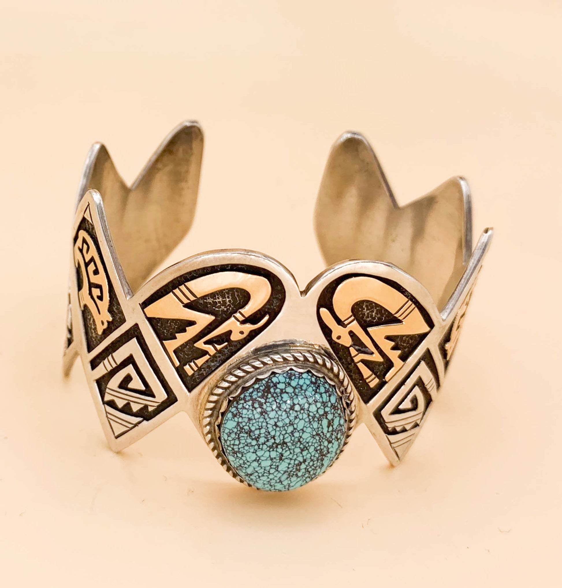 Vintage Leal Damon Sterling 14K and Turquoise Cuff - Superb - Premium  from All The Best Vintage - Just $895! Shop now at All The Best Vintage