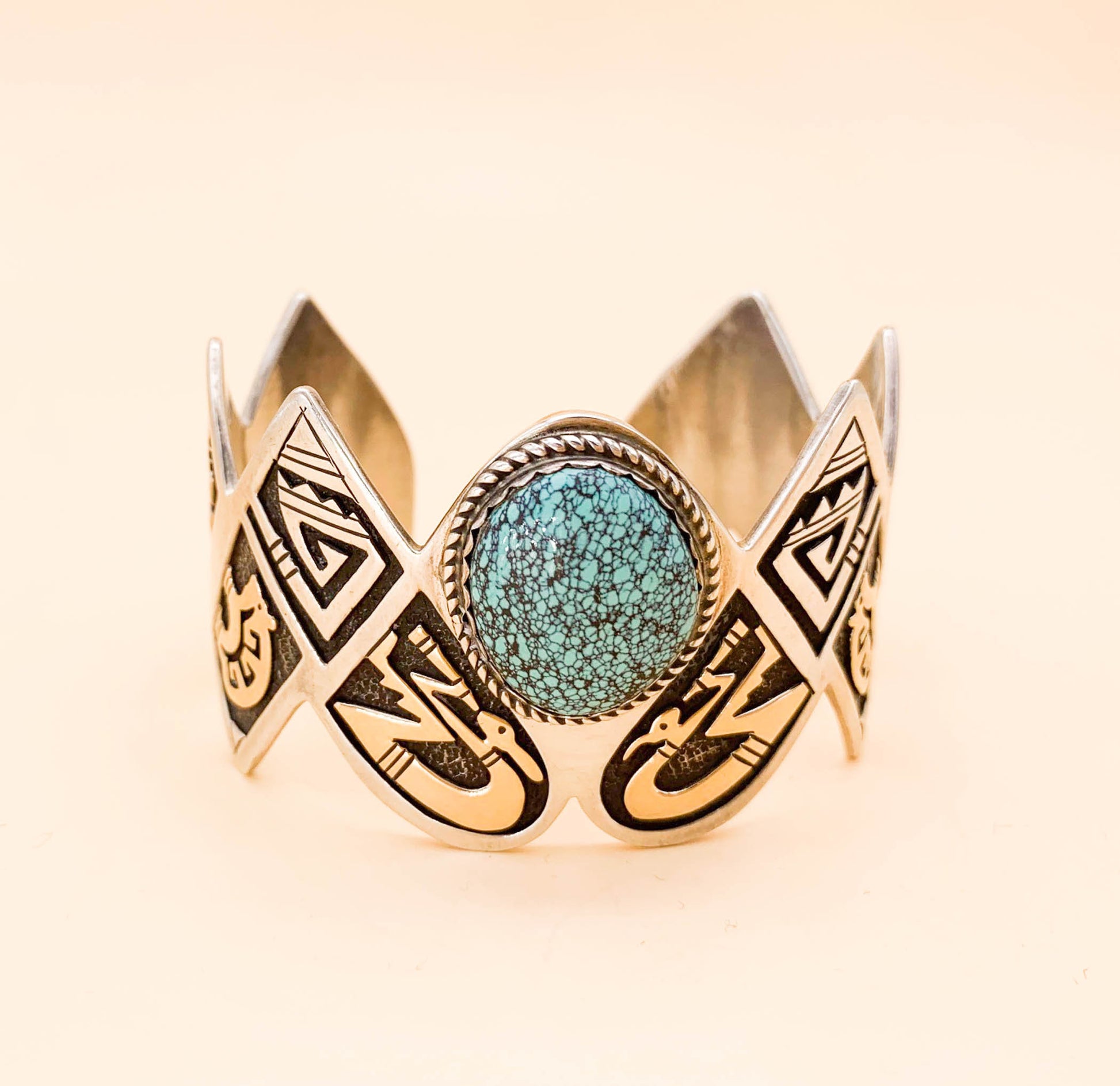 Vintage Leal Damon Sterling 14K and Turquoise Cuff - Superb - Premium  from All The Best Vintage - Just $895! Shop now at All The Best Vintage