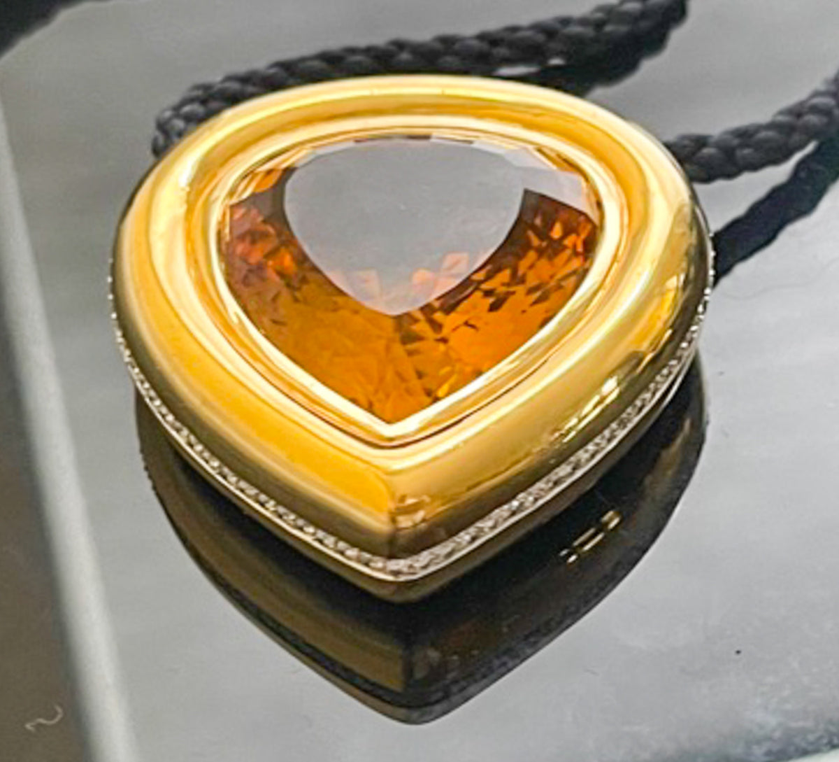 Paloma Picasso for Tiffany &amp; Co. Vintage 1980 18K Gold, Citrine &amp; Diamond Pendant Necklace