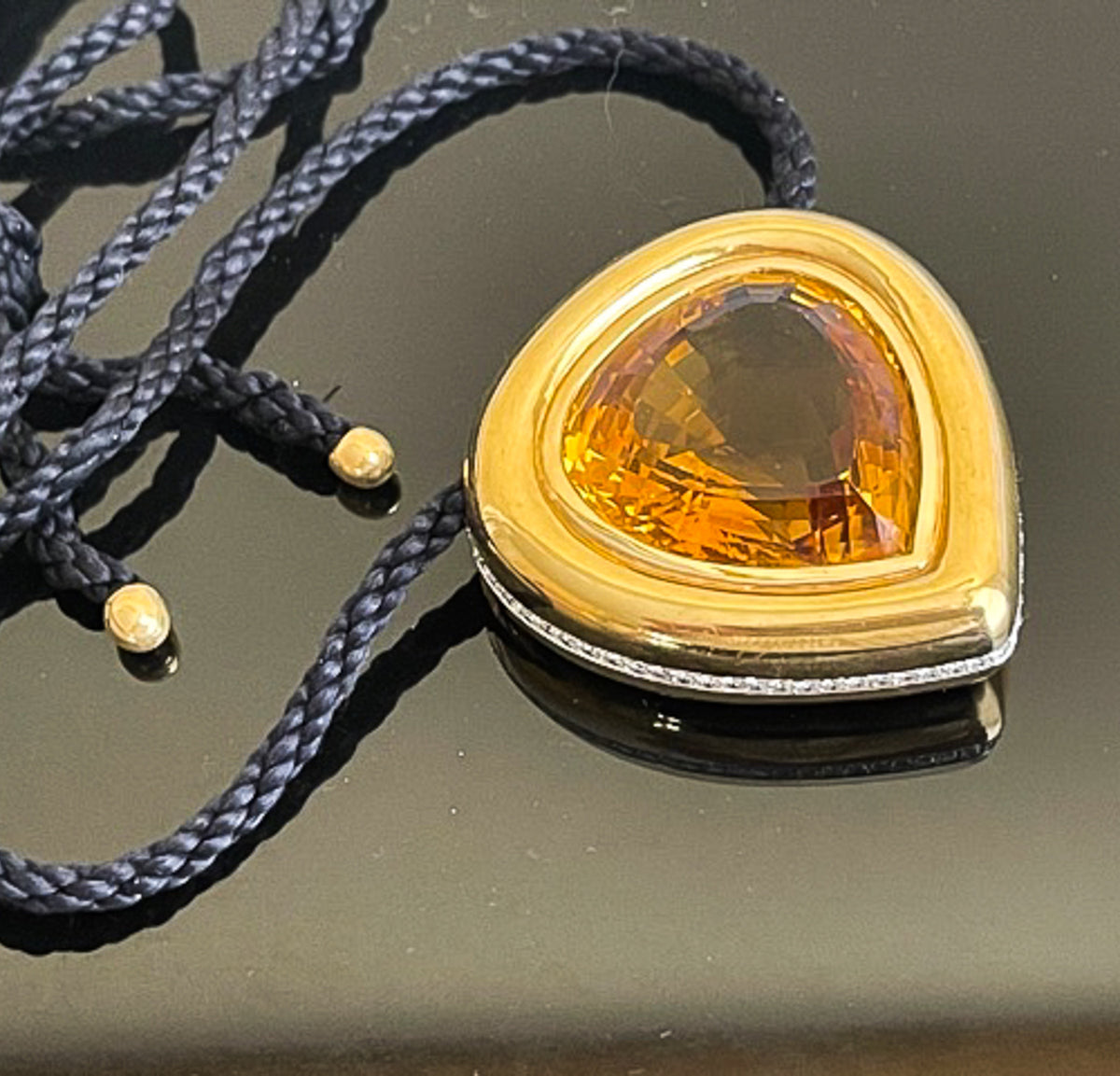 Paloma Picasso for Tiffany &amp; Co. Vintage 1980 18K Gold, Citrine &amp; Diamond Pendant Necklace