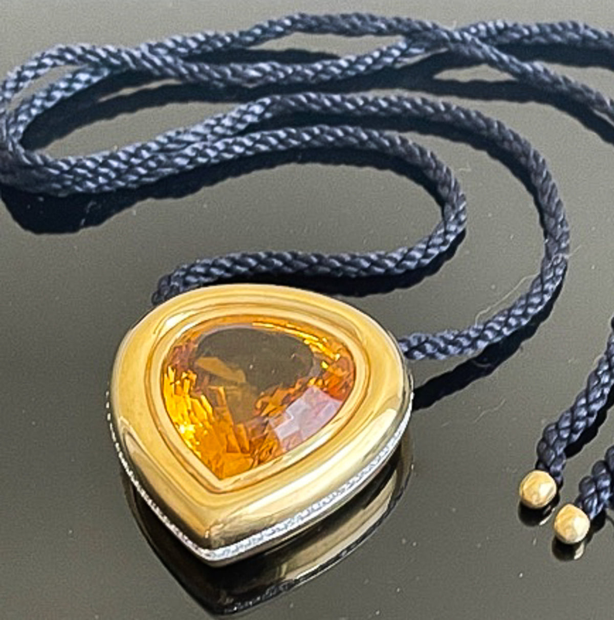 Paloma Picasso for Tiffany &amp; Co. Vintage 1980 18K Gold, Citrine &amp; Diamond Pendant Necklace