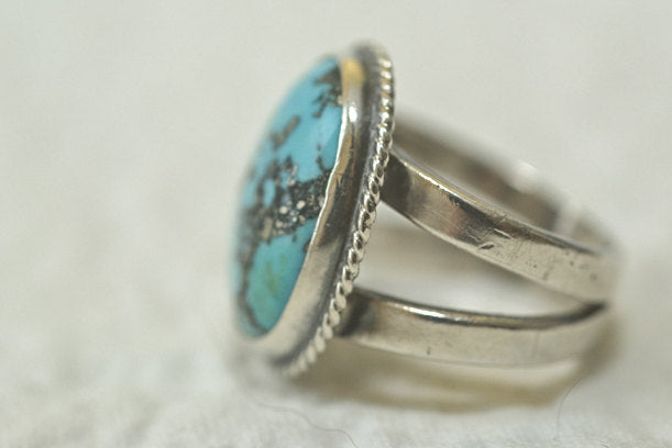 Vintage Turquoise Sterling Silver Artisan Ring - Premium  from All The Best Vintage - Just $75! Shop now at All The Best Vintage
